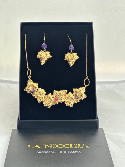 Parure "Vite d'Autore" – Collana e Orecchini in Pezzo Unico